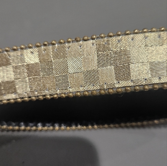 ELITE Fresno Vintage Gold metallic checkered belt. Size L - Picture 6 of 9